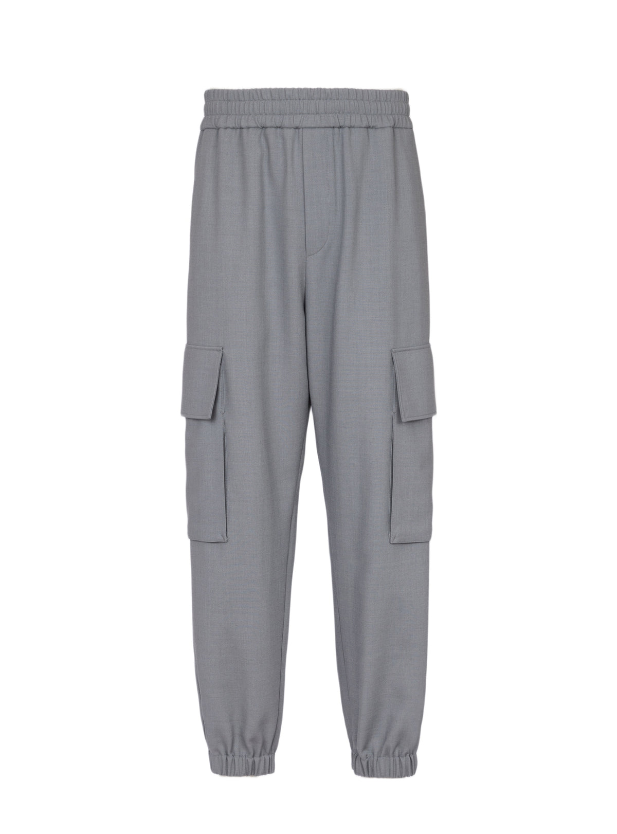 Double crepe wool cargo trousers - Grey