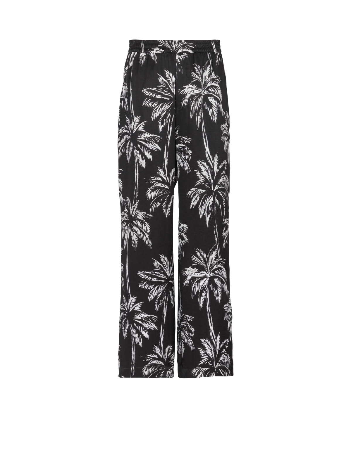 Pantalon de pyjama en satin imprimé palmier - Noir & Blanc
