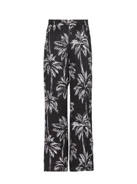 Palm tree print satin pajama pants - Black & White