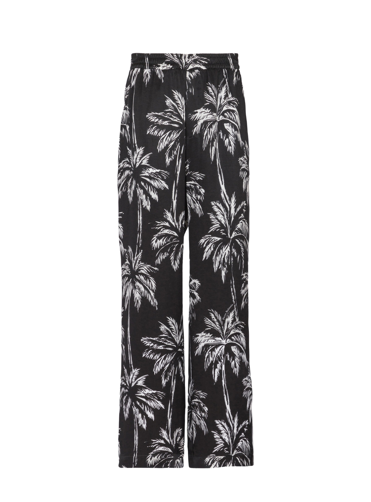 Palm tree print satin pajama pants - Black & White