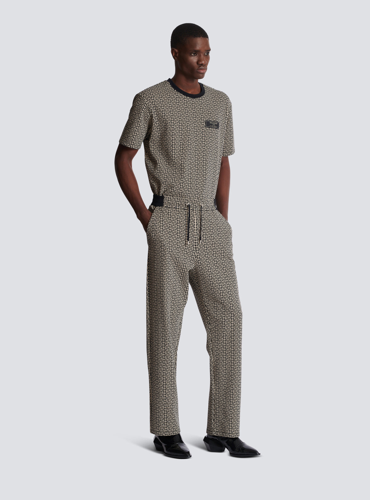 Jogging en jacquard monogramme pb labyrinthe - Ivoire & Noir