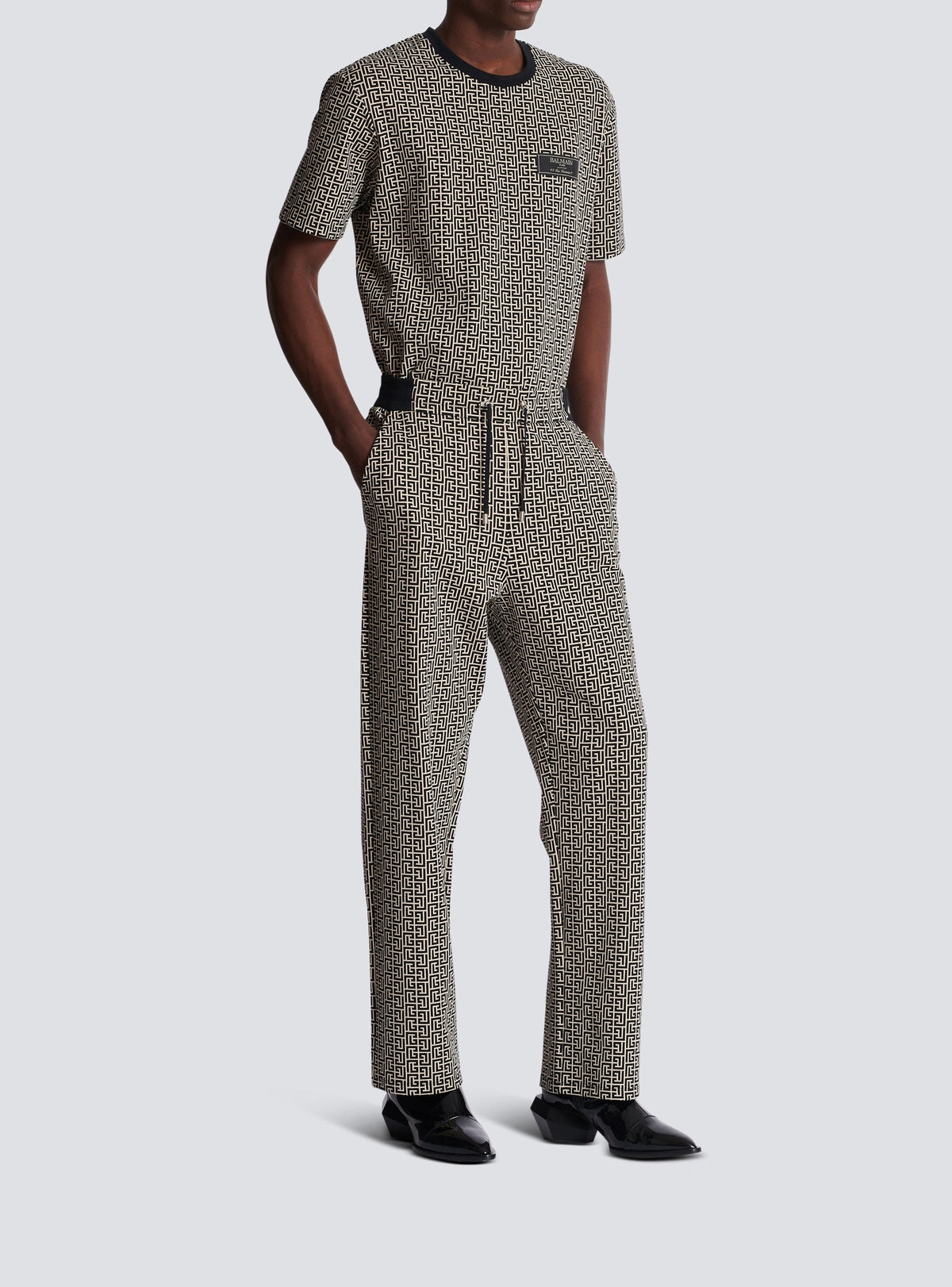 Jacquard jogging trousers - Ivory & Black