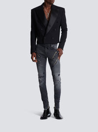 Double crepe spencer jacket - Black & Black