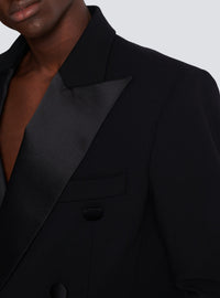 Double crepe spencer jacket - Black & Black