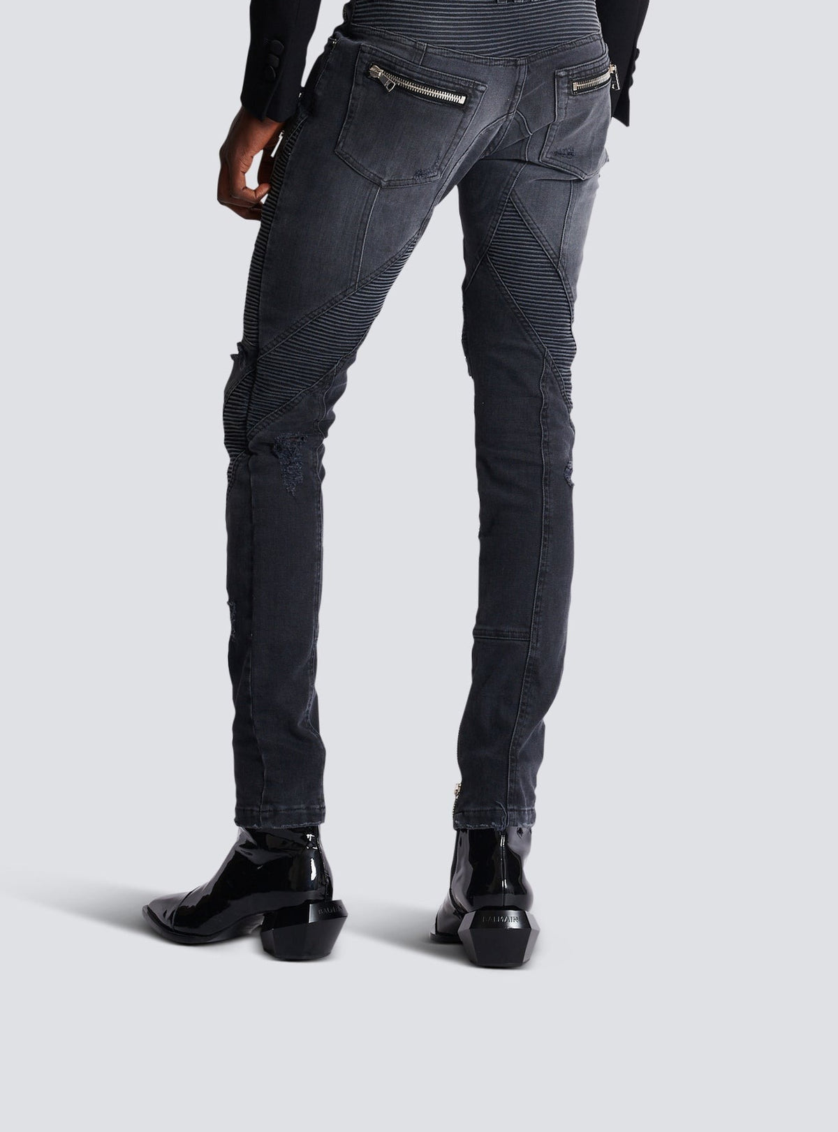 Double crepe spencer jacket - Black & Black