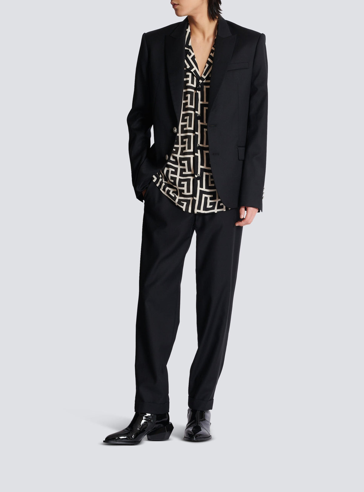 Veste à double boutonnage en laine - Noir