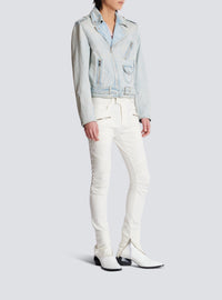 Veste biker en denim - Bleu Jean Clair