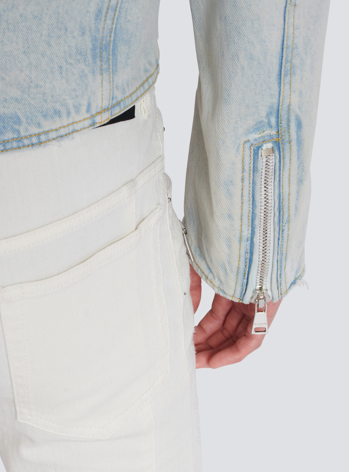 Veste biker en denim - Bleu Jean Clair