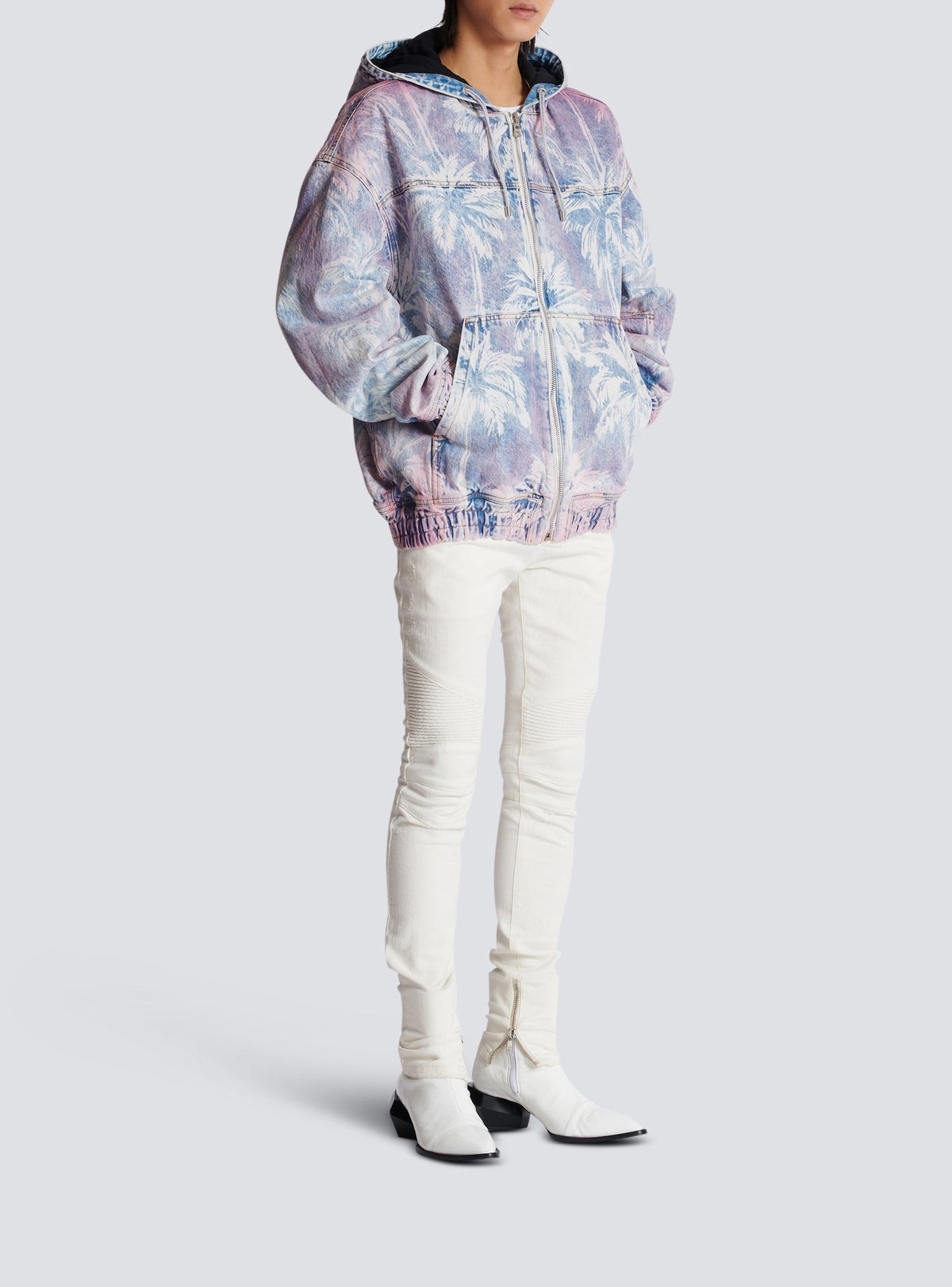 Hooded denim bomber jacket - Jean Blue