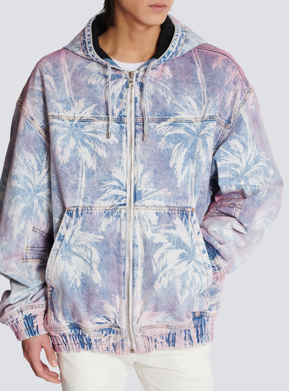 Hooded denim bomber jacket - Jean Blue