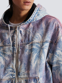 Hooded denim bomber jacket - Jean Blue