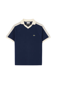 Polo shirt with piqué logo - Navy