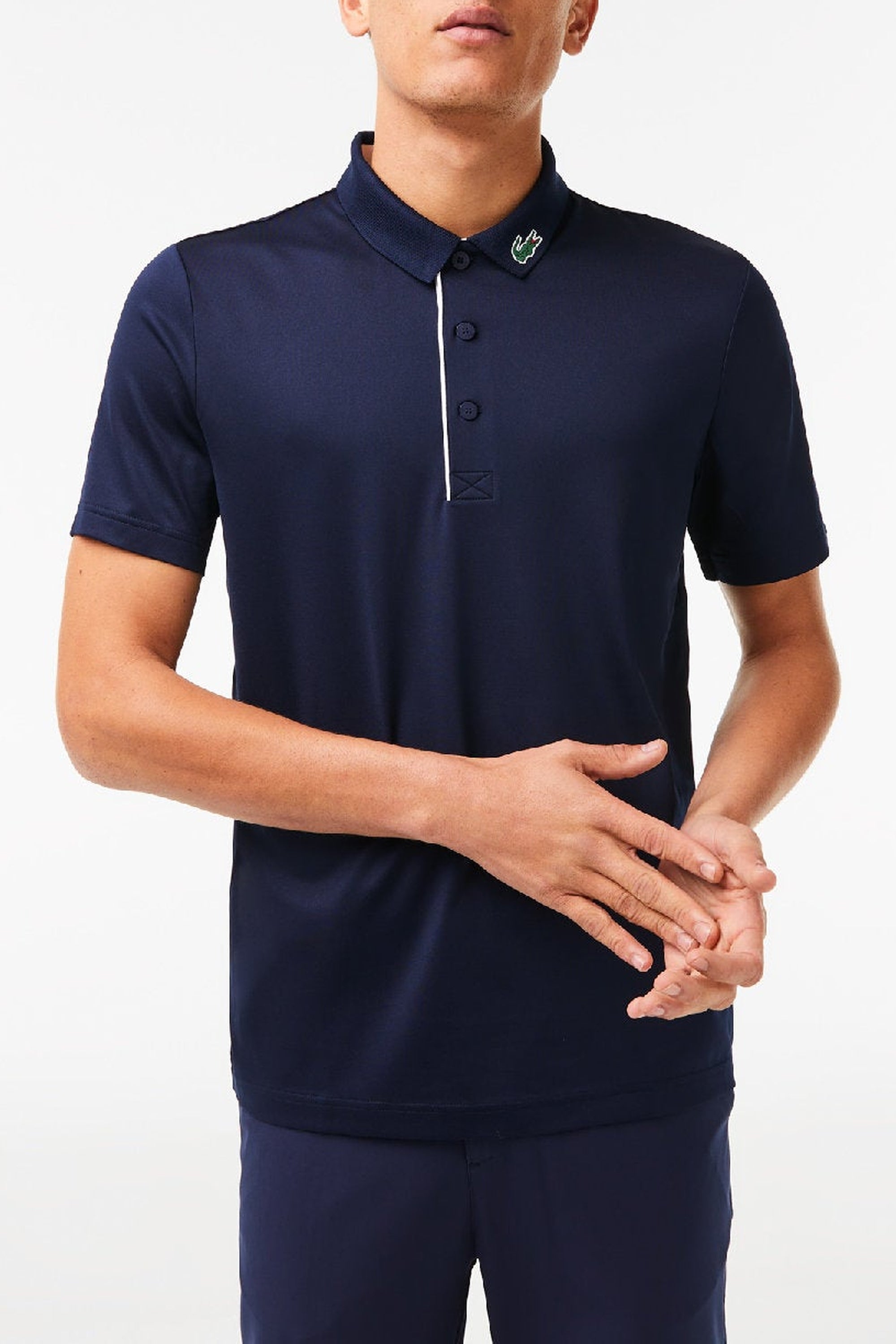 Polo coupe droite Golf à protection UV - Marine & Blanc