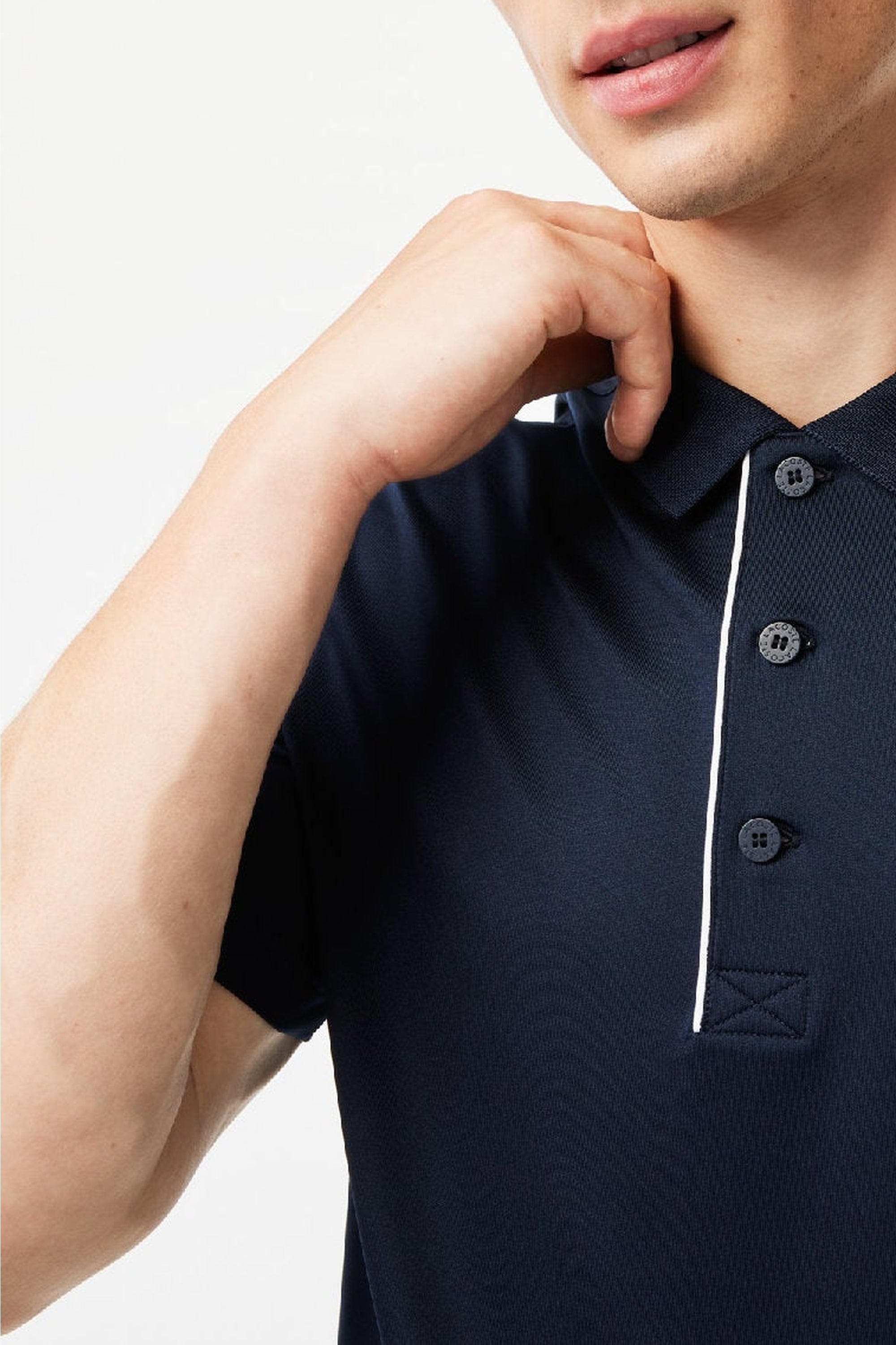 Golf straight cut polo shirt with UV protection - Navy & White
