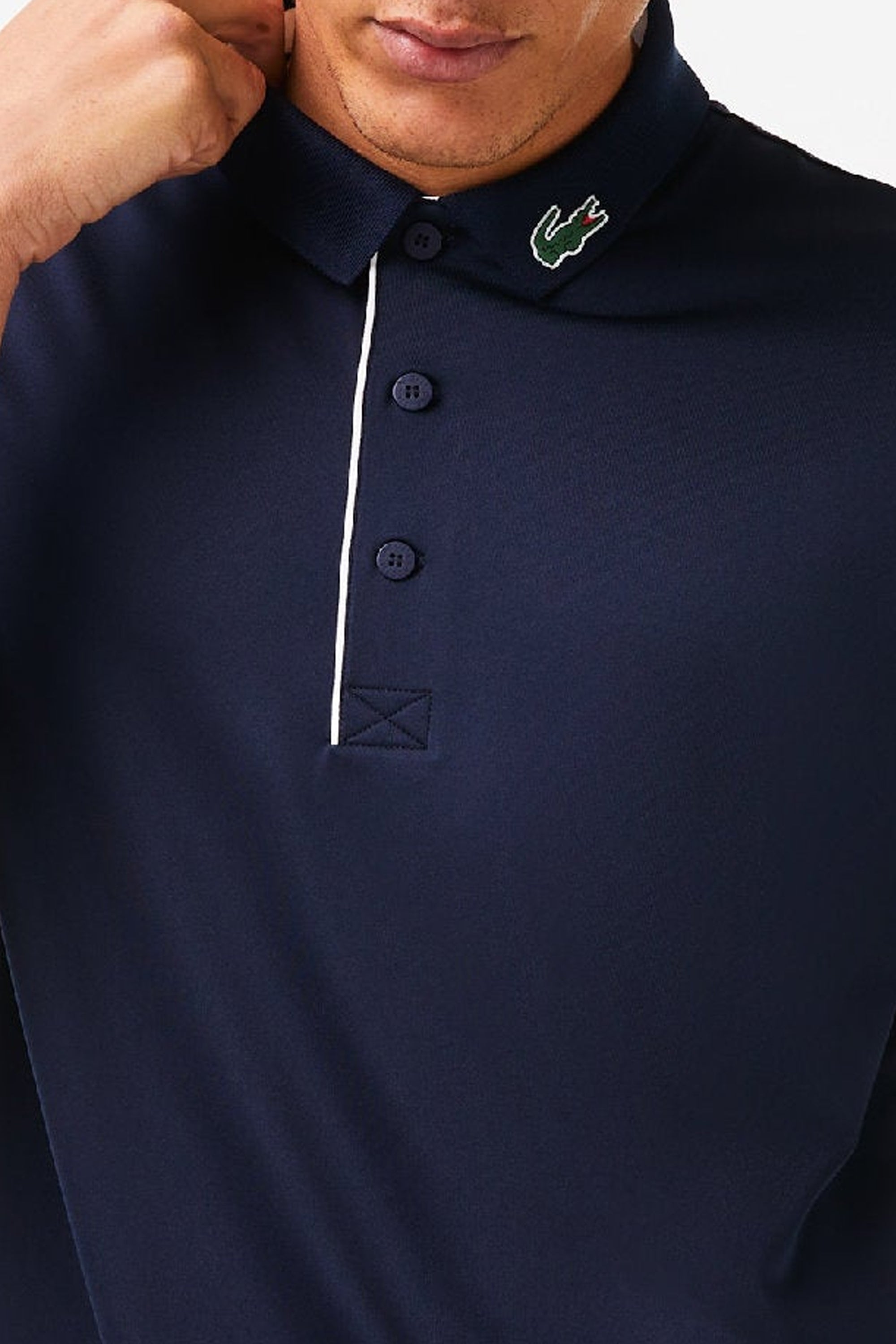 Golf straight cut polo shirt with UV protection - Navy & White