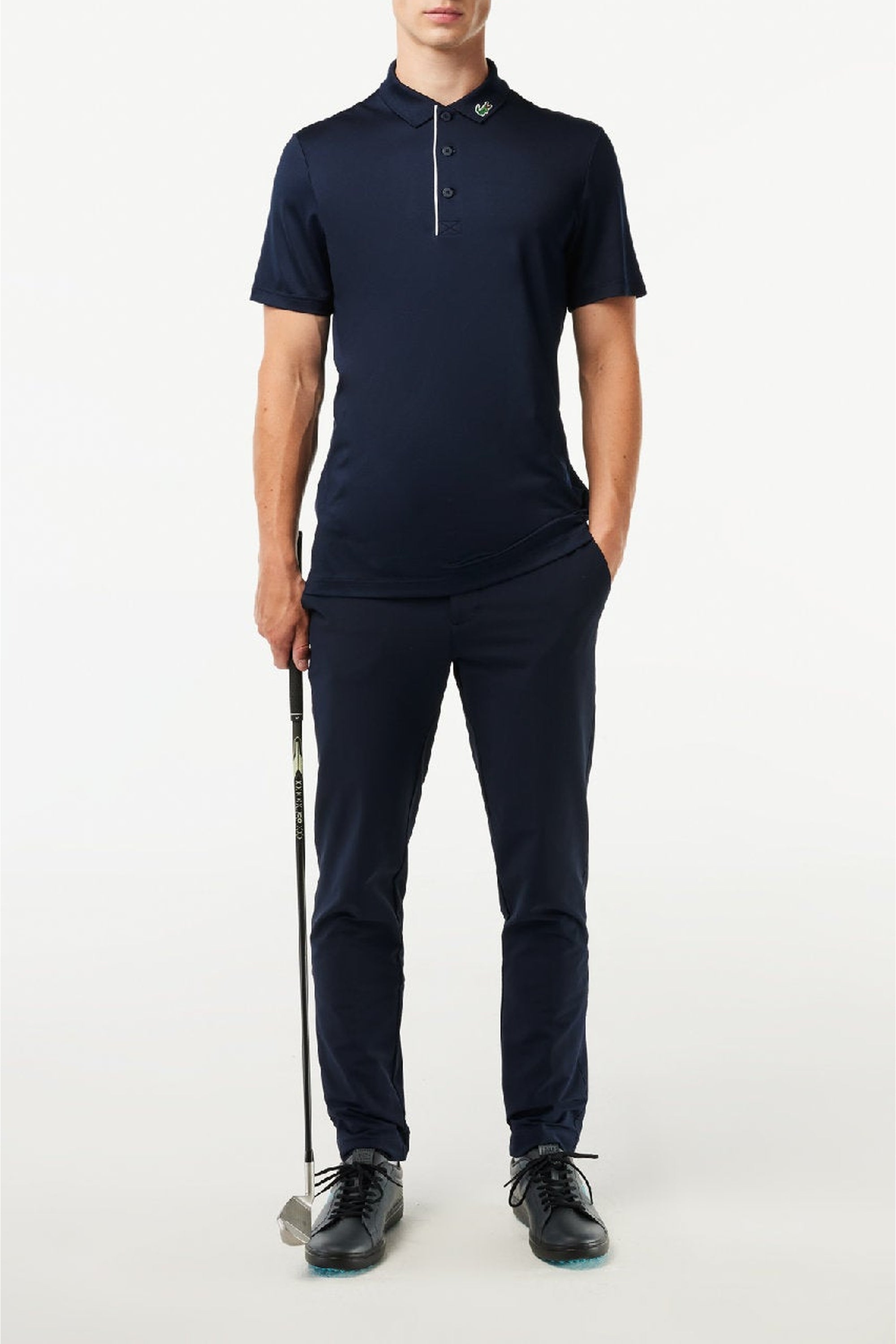 Polo coupe droite Golf à protection UV - Marine & Blanc