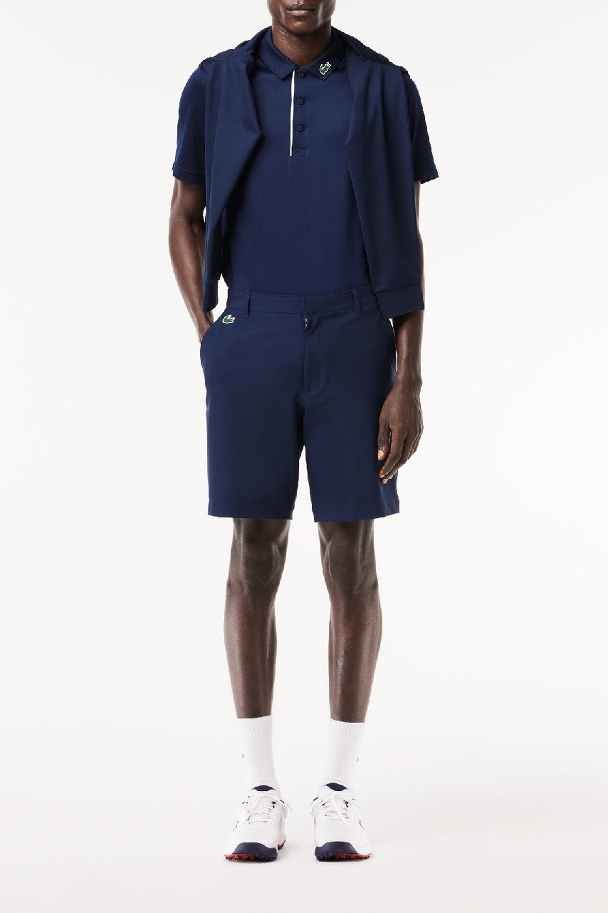 Polo coupe droite Golf à protection UV - Marine & Blanc