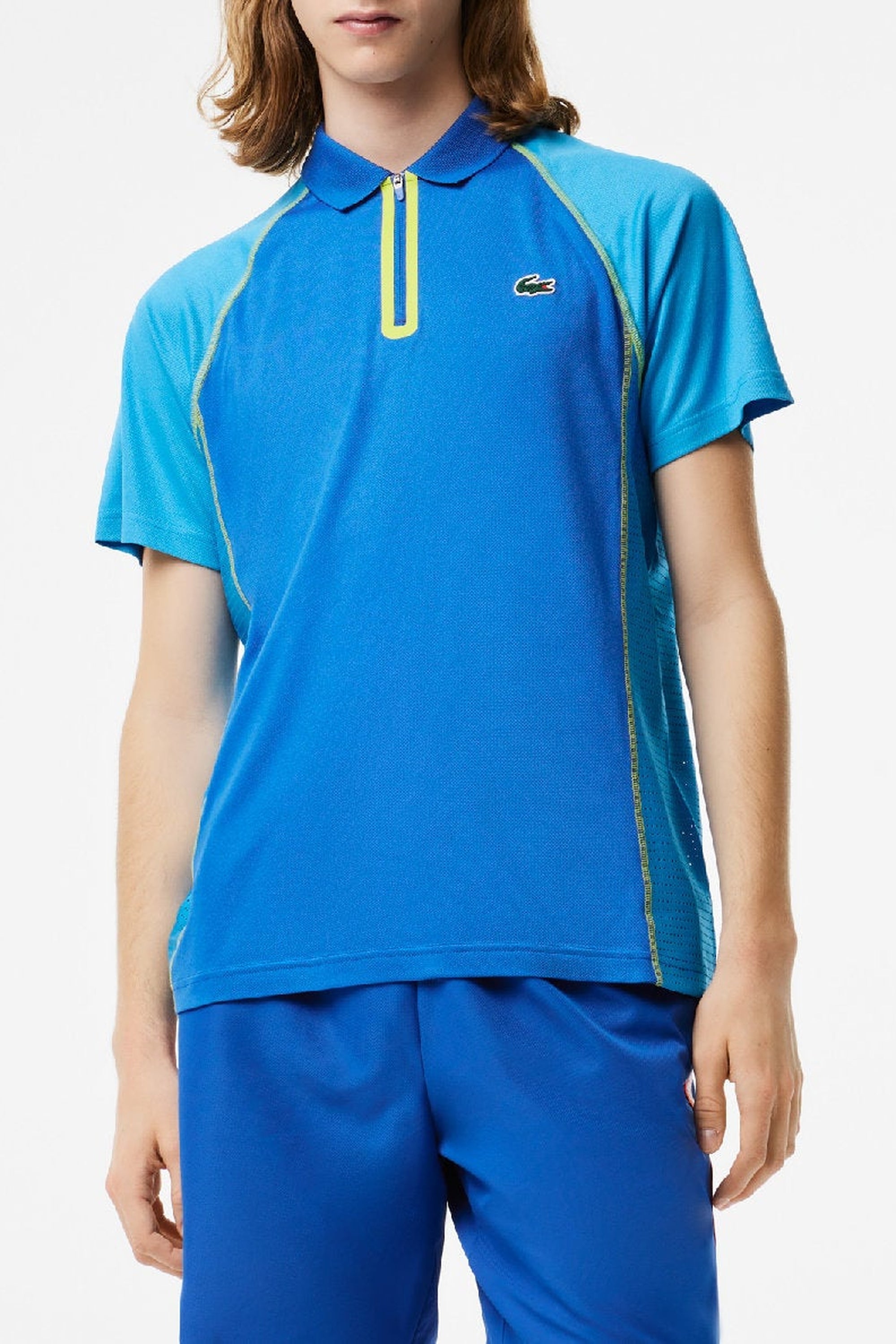 Polo Tennis ultra-dry en piqué - Royaume & Fidji Lime