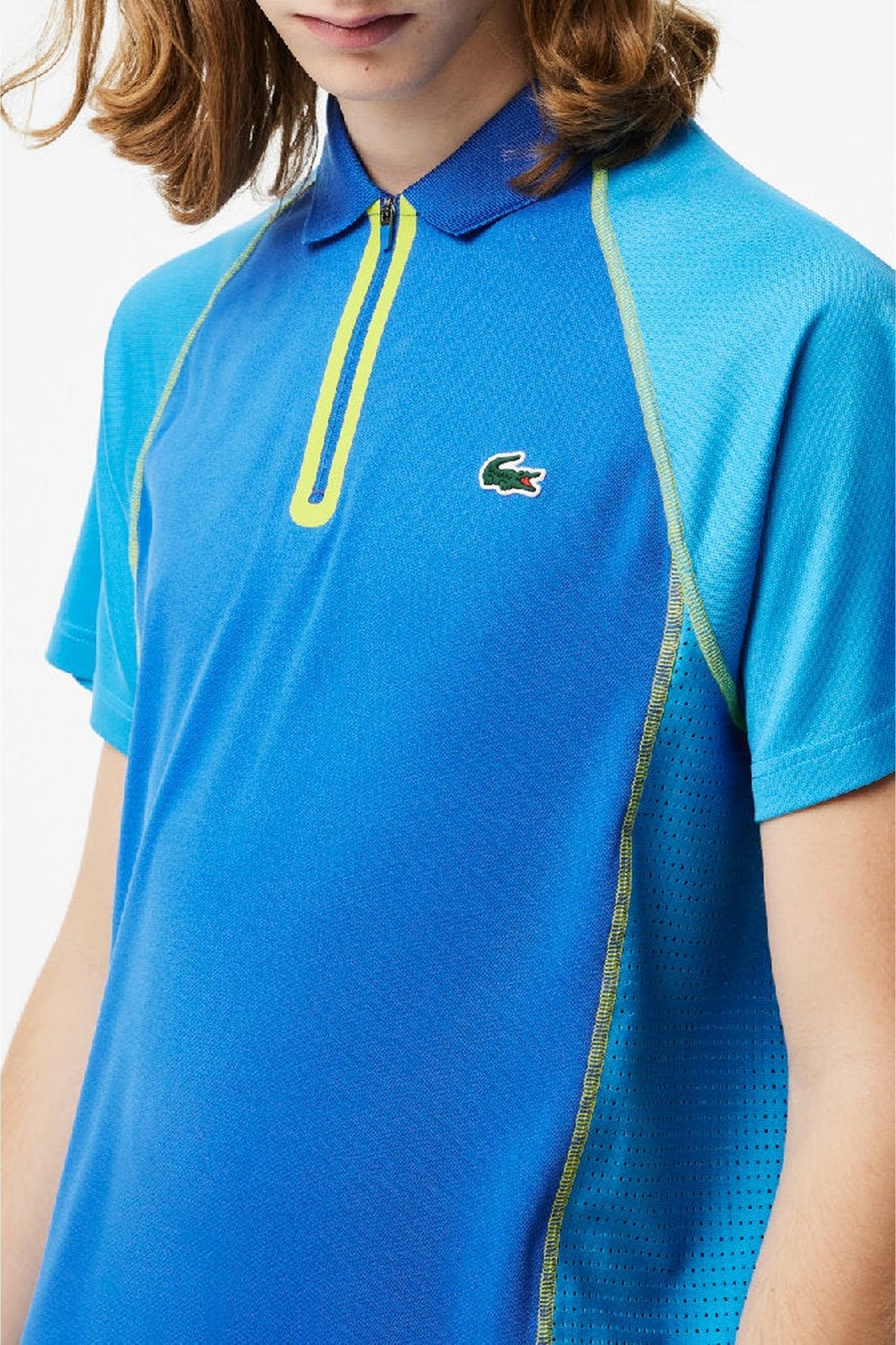 Polo Tennis ultra-dry en piqué - Royaume & Fidji Lime