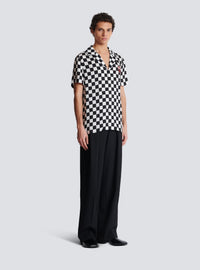 Chemise pyjama balmain racing en satin - Noir & Blanc