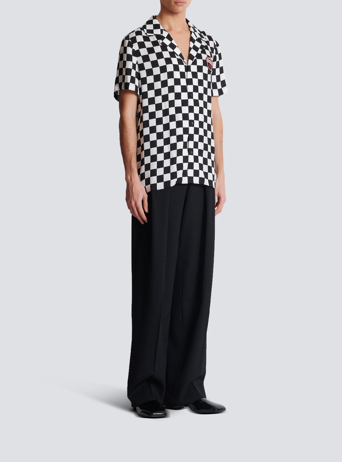 Chemise de pyjama Racing en satin - Noir & Blanc