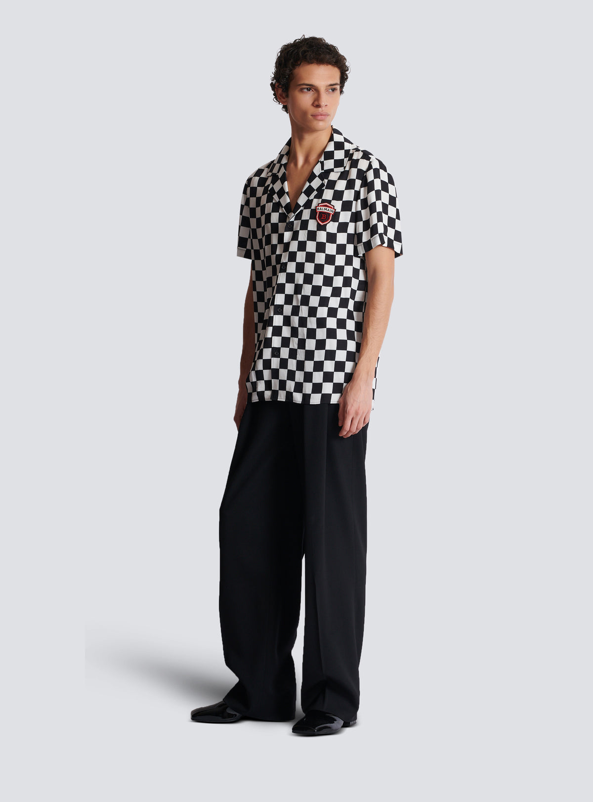 Chemise pyjama balmain racing en satin - Noir & Blanc