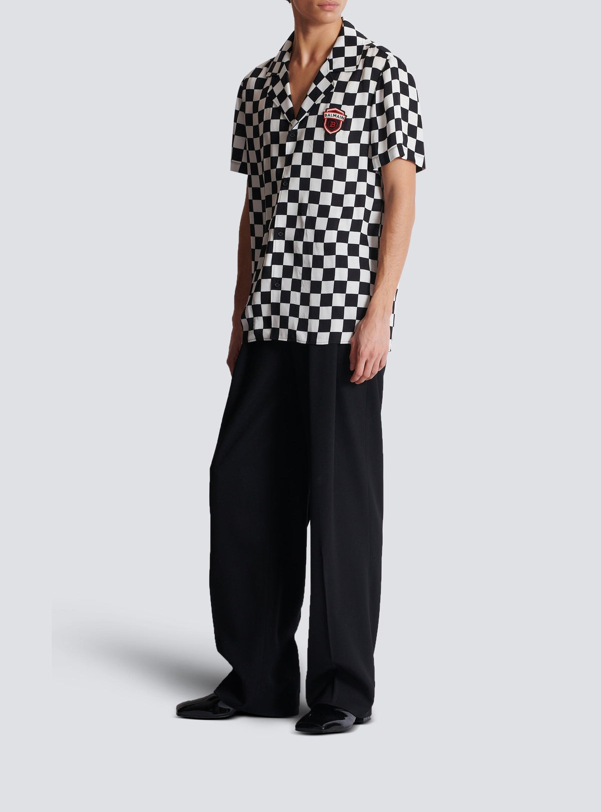 Chemise de pyjama Racing en satin - Noir & Blanc