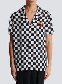 Chemise pyjama balmain racing en satin - Noir & Blanc