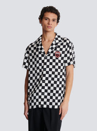 Chemise pyjama balmain racing en satin - Noir & Blanc