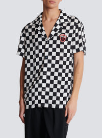 Chemise de pyjama Racing en satin - Noir & Blanc