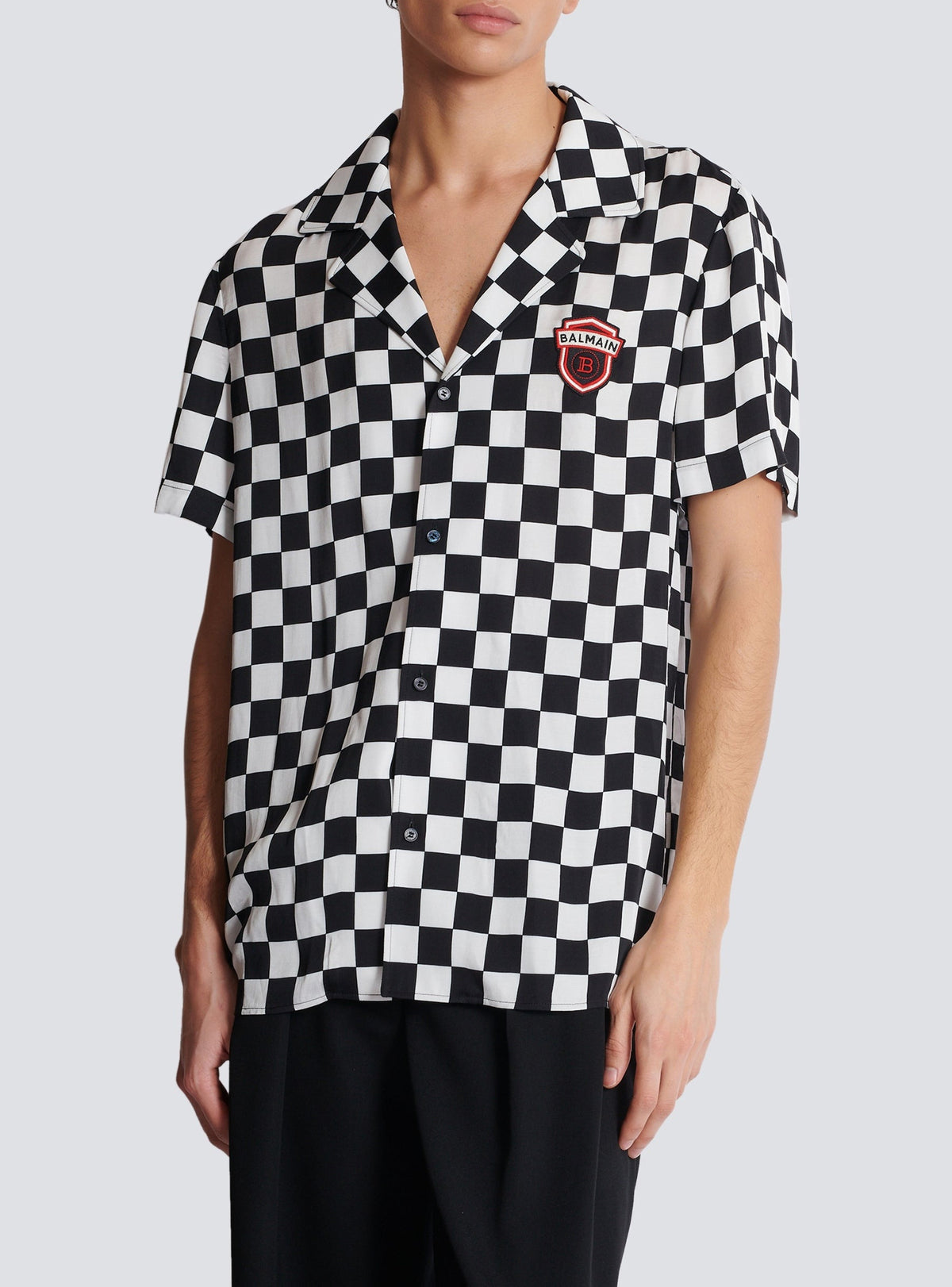 Chemise de pyjama Racing en satin - Noir & Blanc