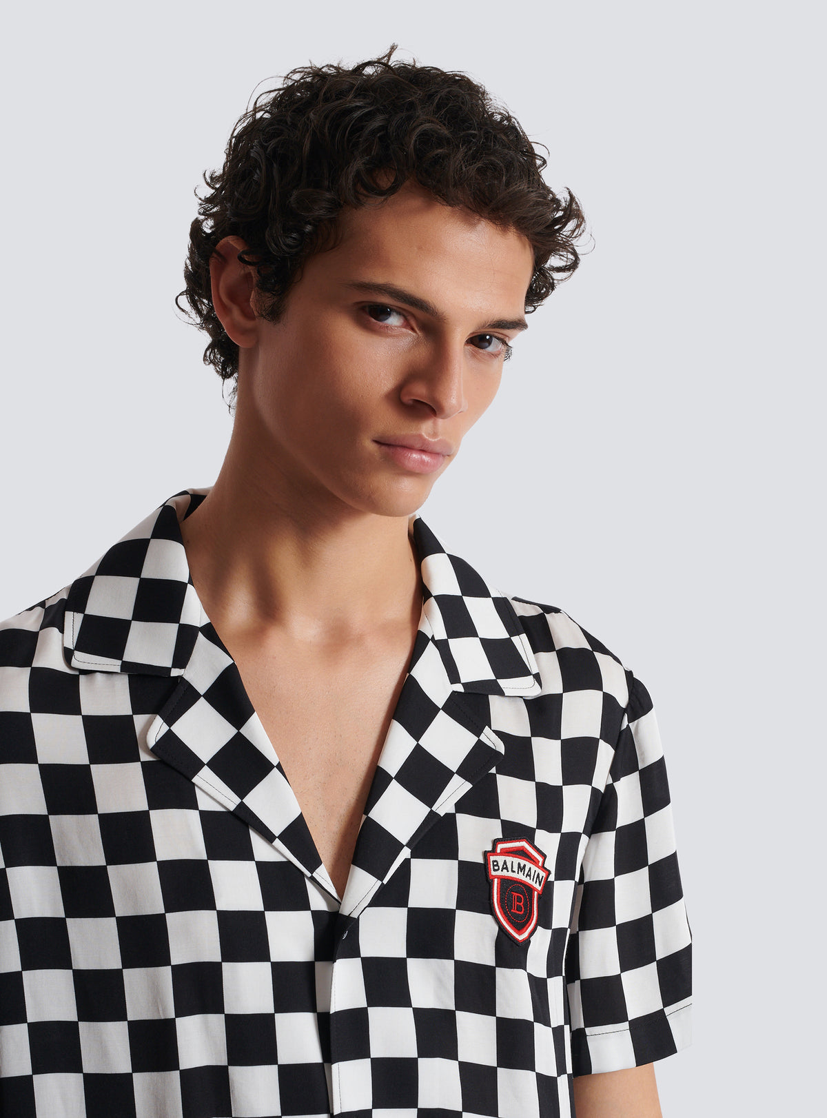 Chemise pyjama balmain racing en satin - Noir & Blanc