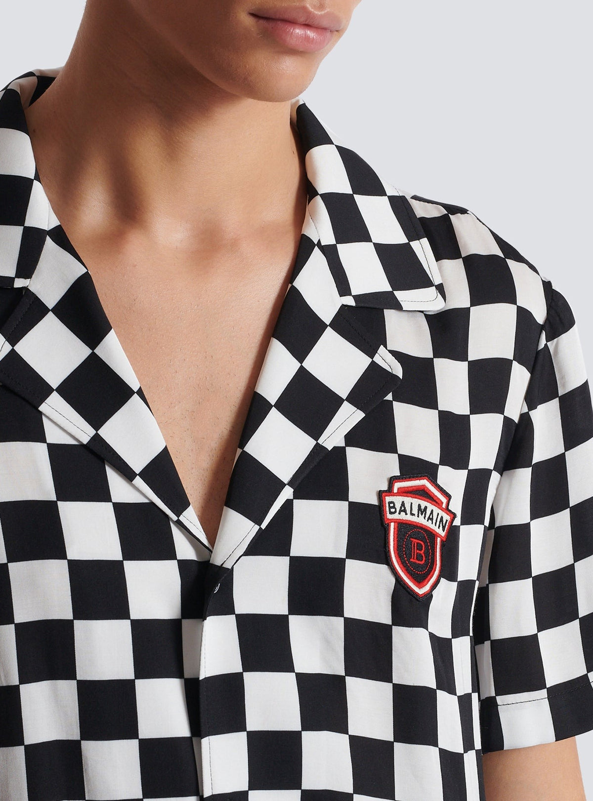 Chemise de pyjama Racing en satin - Noir & Blanc