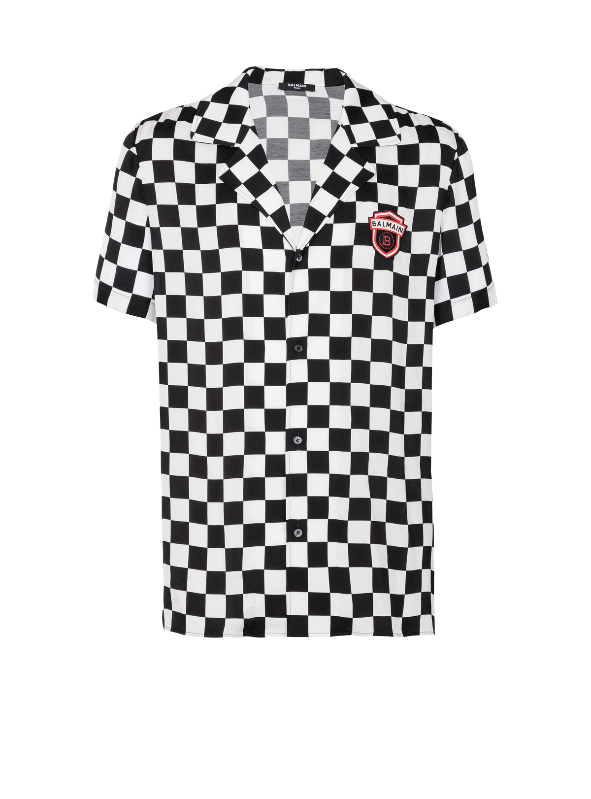 Chemise pyjama balmain racing en satin - Noir & Blanc