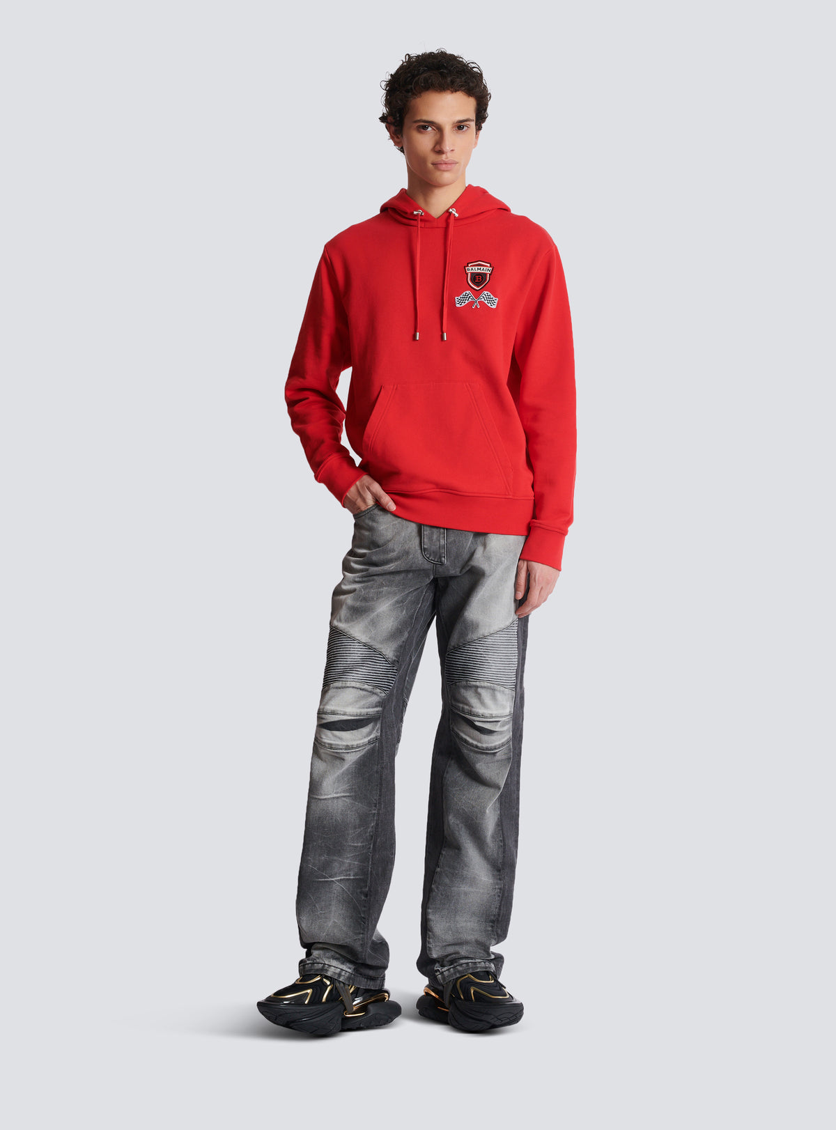 Hoodie balmain racing - Rouge