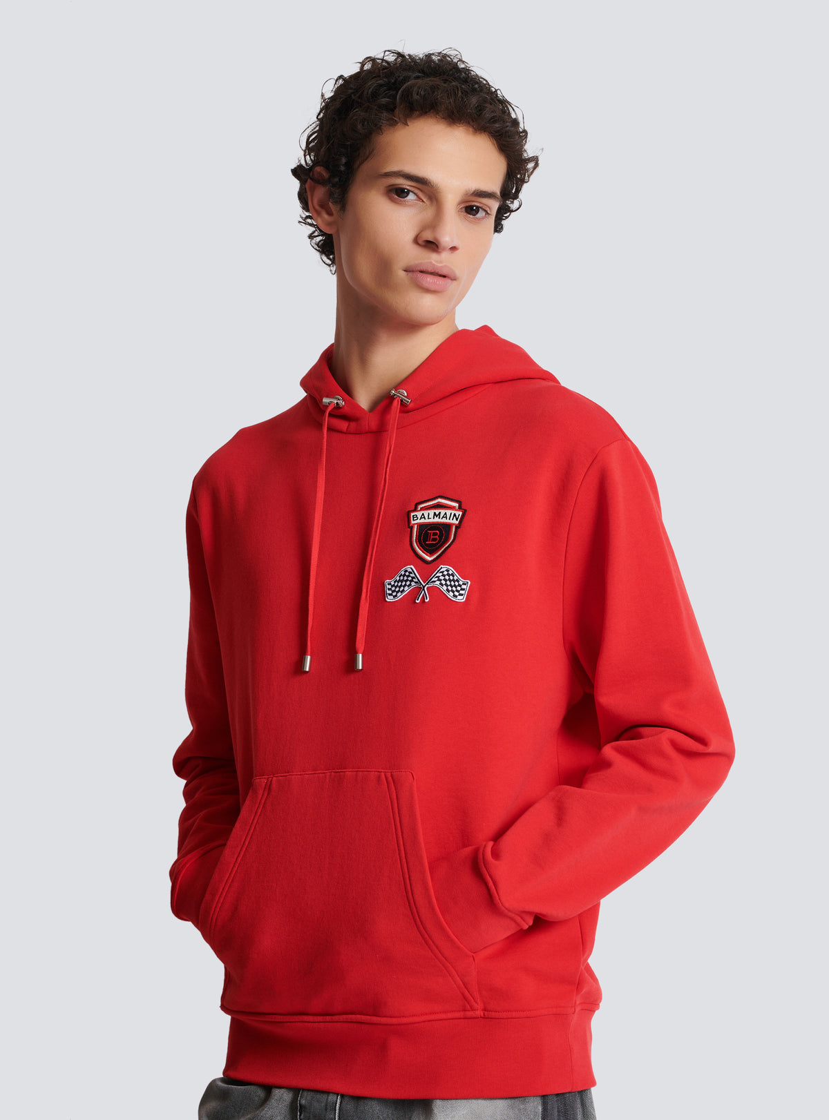 Hoodie balmain racing - Rouge