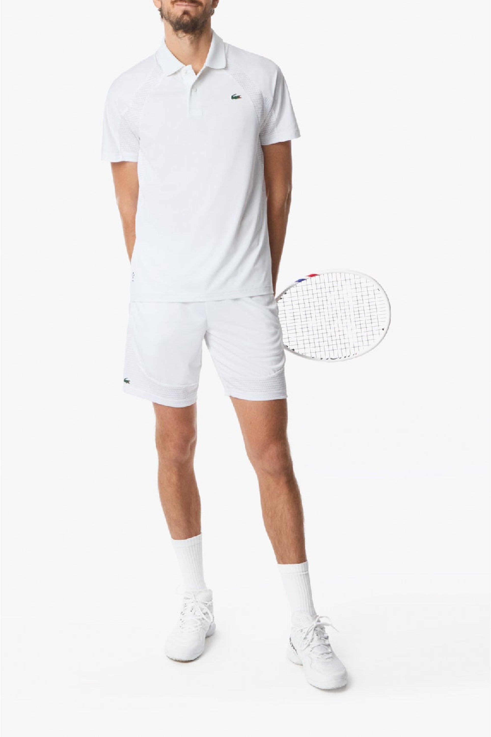 Polo Tennis ajusté Lacoste Tennis x Daniil Medvedev - Blanc