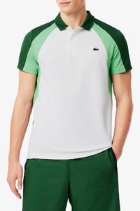 Polo Tennis imprimé en piqué - Blanc & Liamone Vert