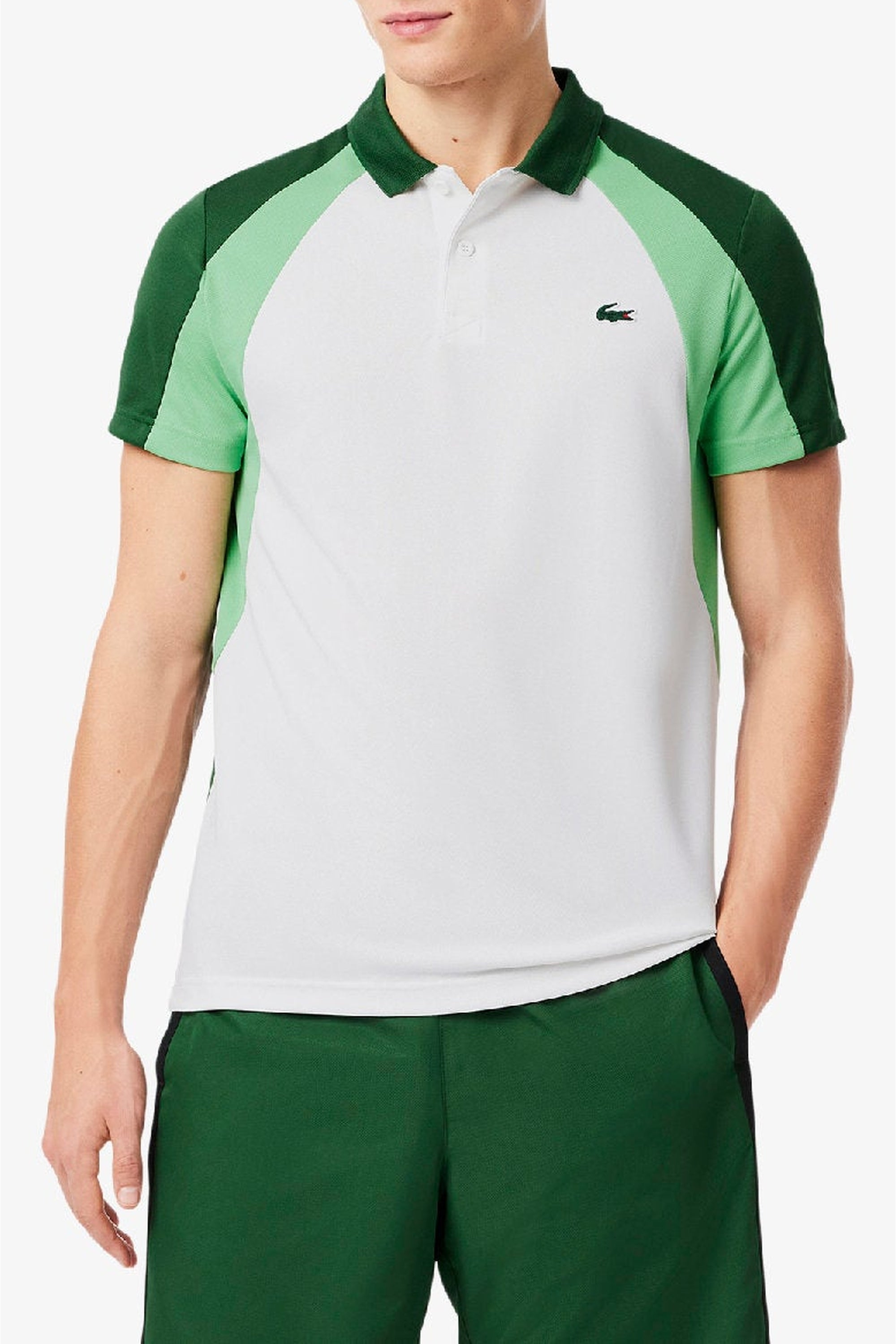 Polo Tennis imprimé en piqué - Blanc & Liamone Vert