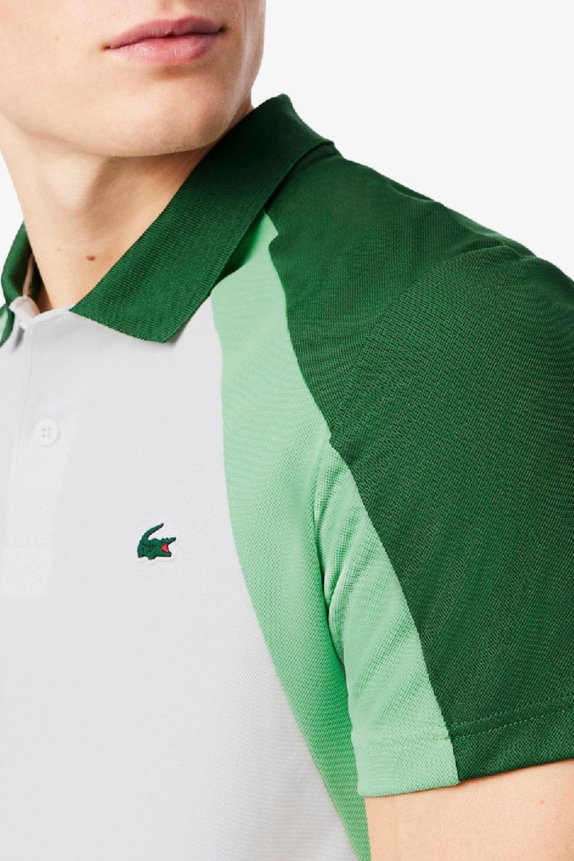 Polo Tennis imprimé en piqué - Blanc & Liamone Vert