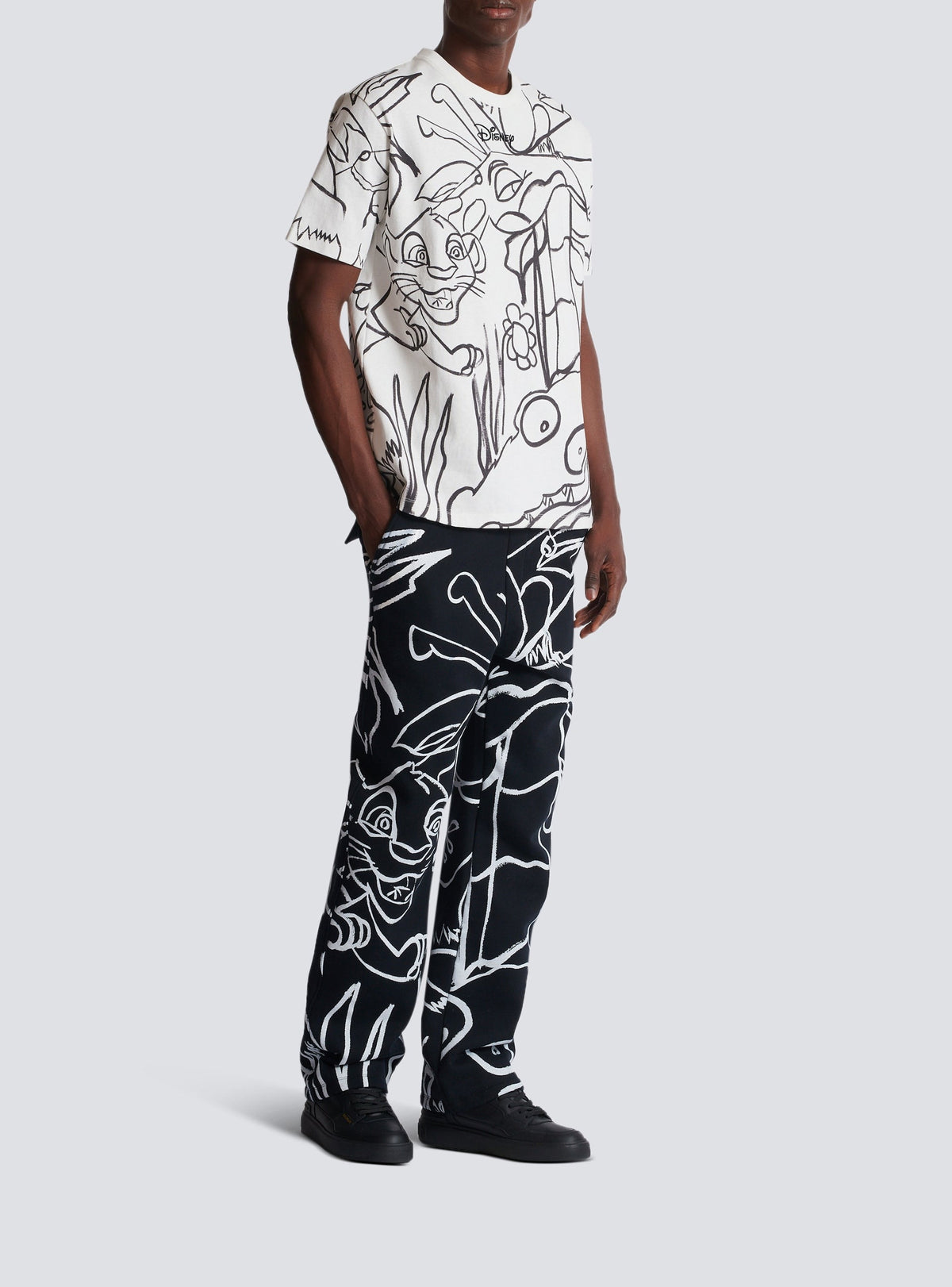 Balmain x Disney loose-fit T-shirt - White & Black