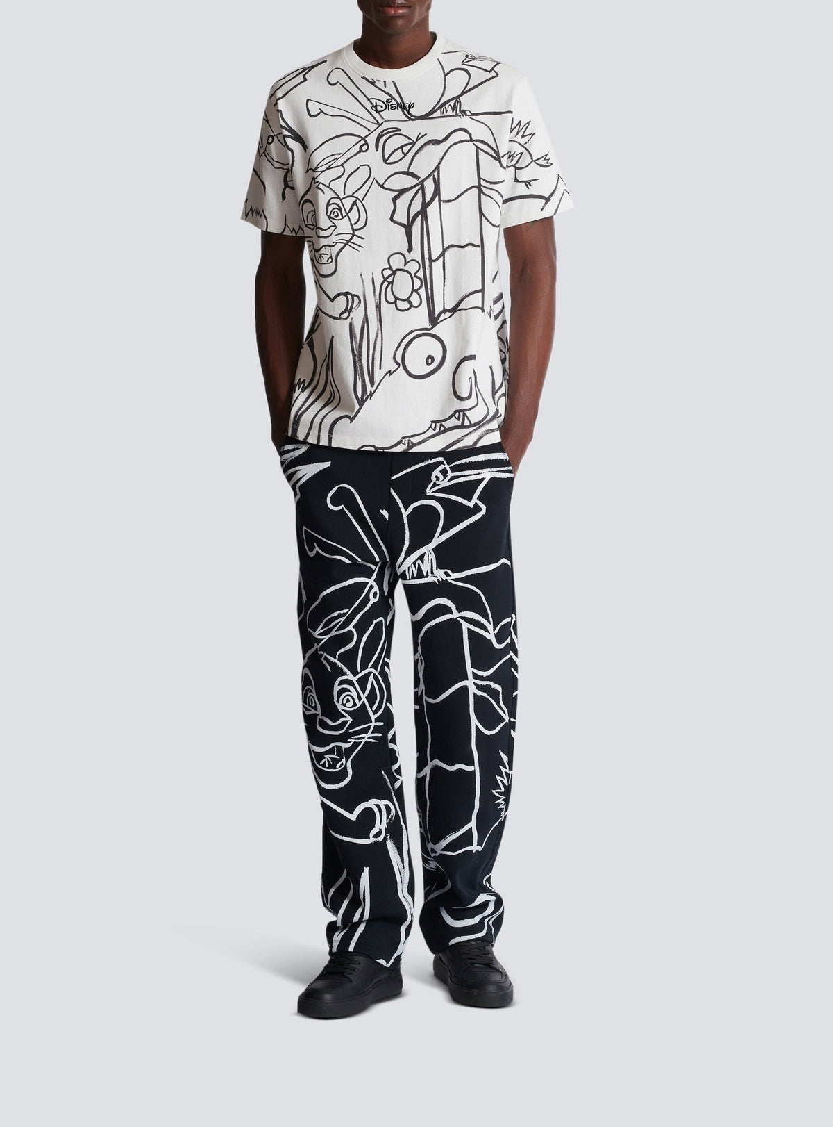 Balmain x Disney loose-fit T-shirt - White & Black