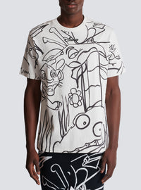 Disney x balmain : the lion king - t-shirt ample imprimé enfant précoce - Blanc & Noir