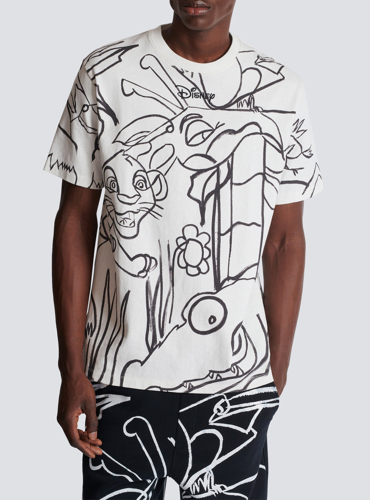 Balmain x Disney loose-fit T-shirt - White & Black