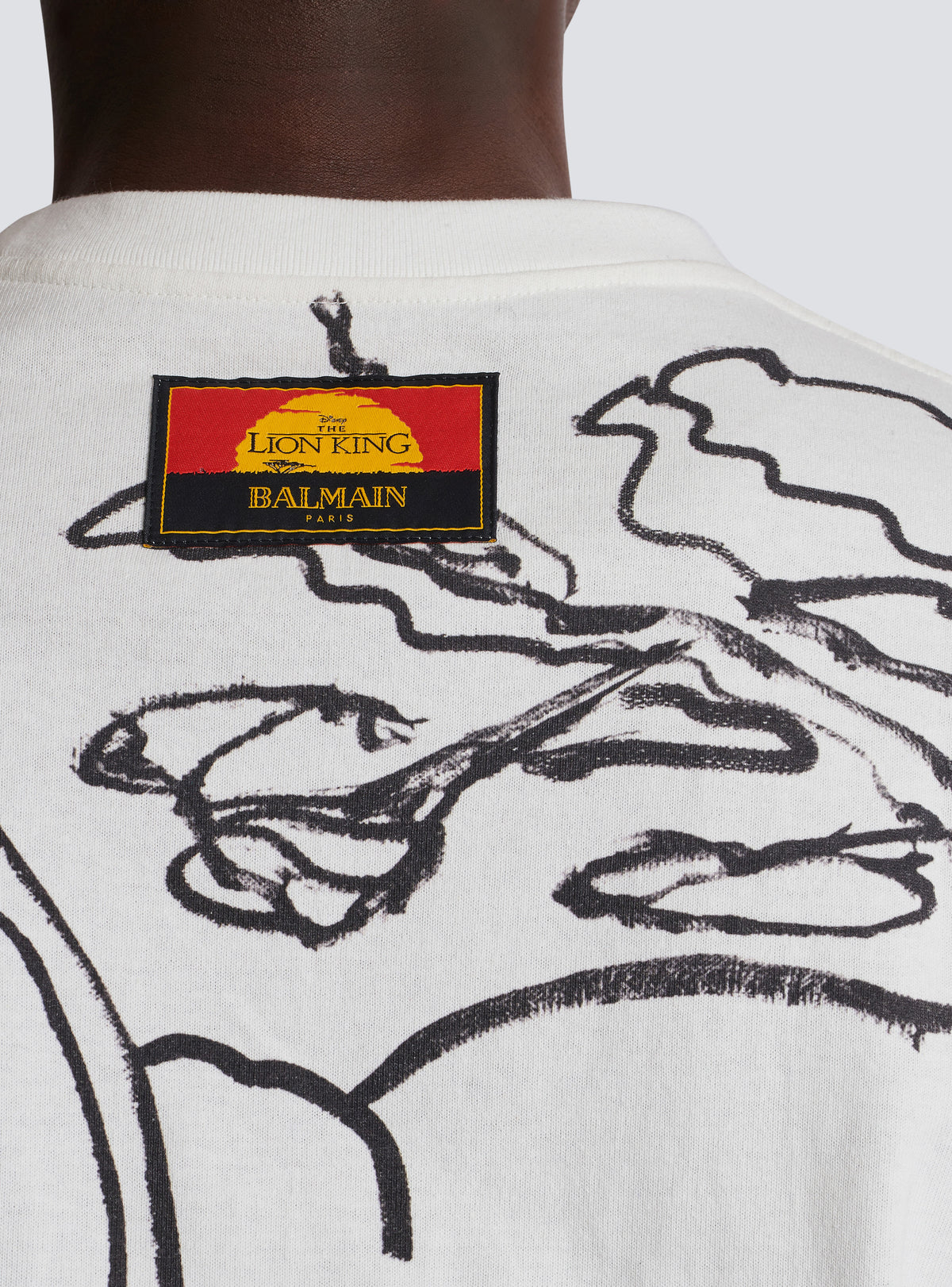Disney x balmain : the lion king - t-shirt ample imprimé enfant précoce - Blanc & Noir