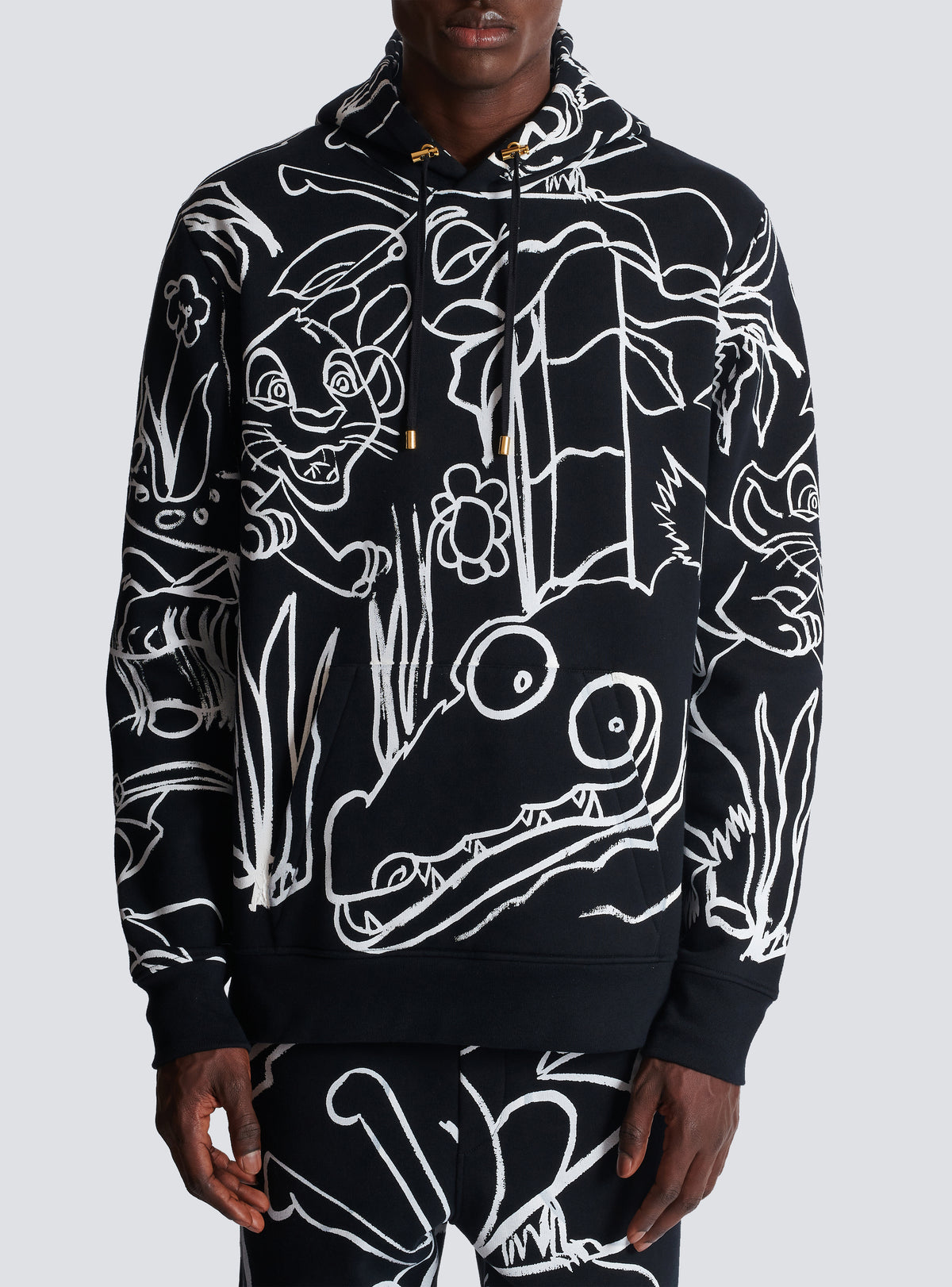 Disney x balmain : the lion king - hoodie imprimé enfant précoce - Noir & Blanc