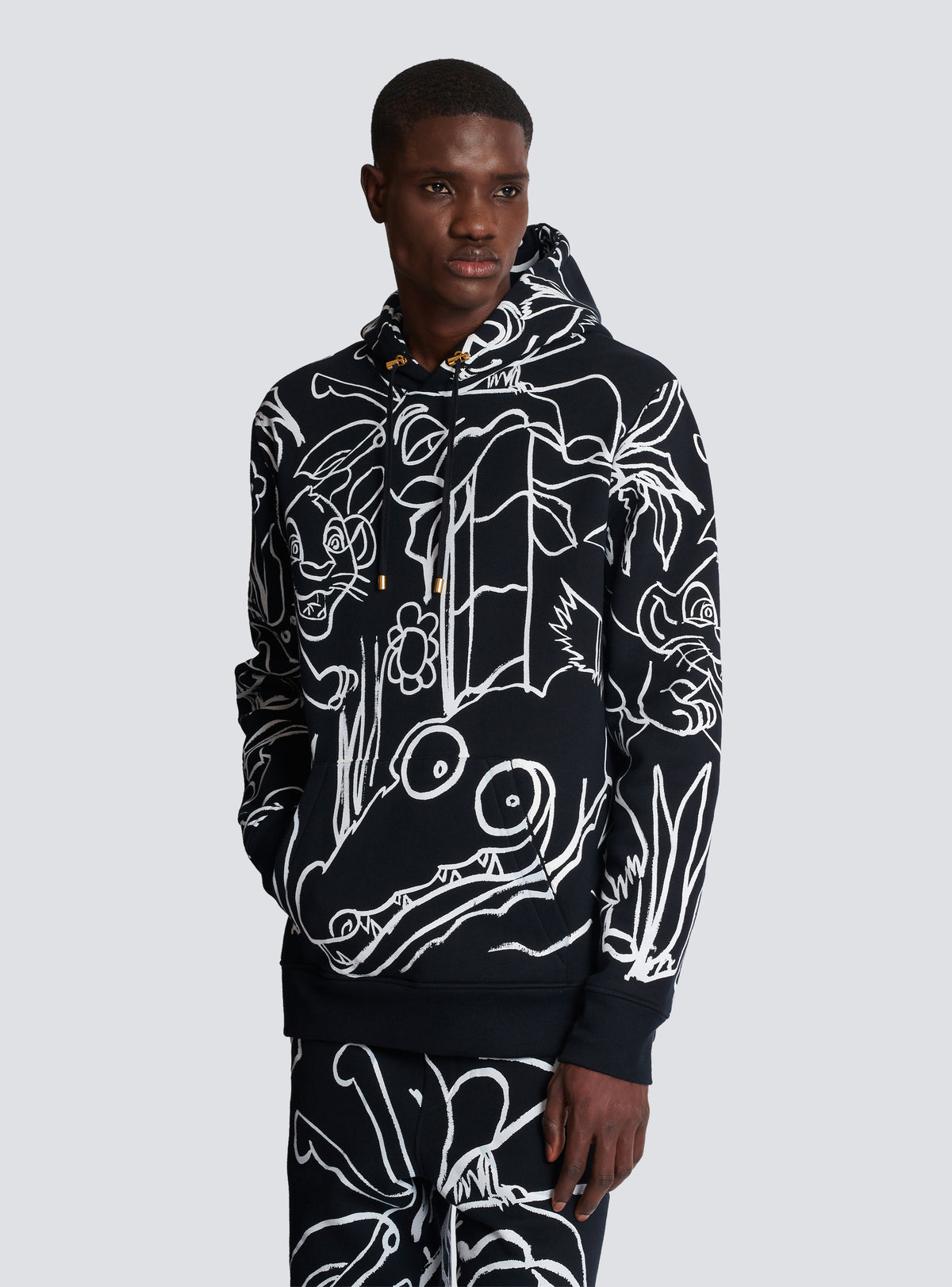 Disney x balmain : the lion king - hoodie imprimé enfant précoce - Noir & Blanc