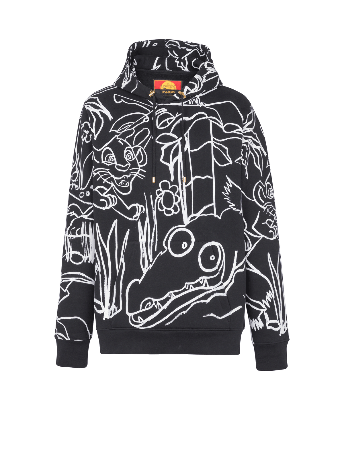 Disney x balmain : the lion king - hoodie imprimé enfant précoce - Noir & Blanc