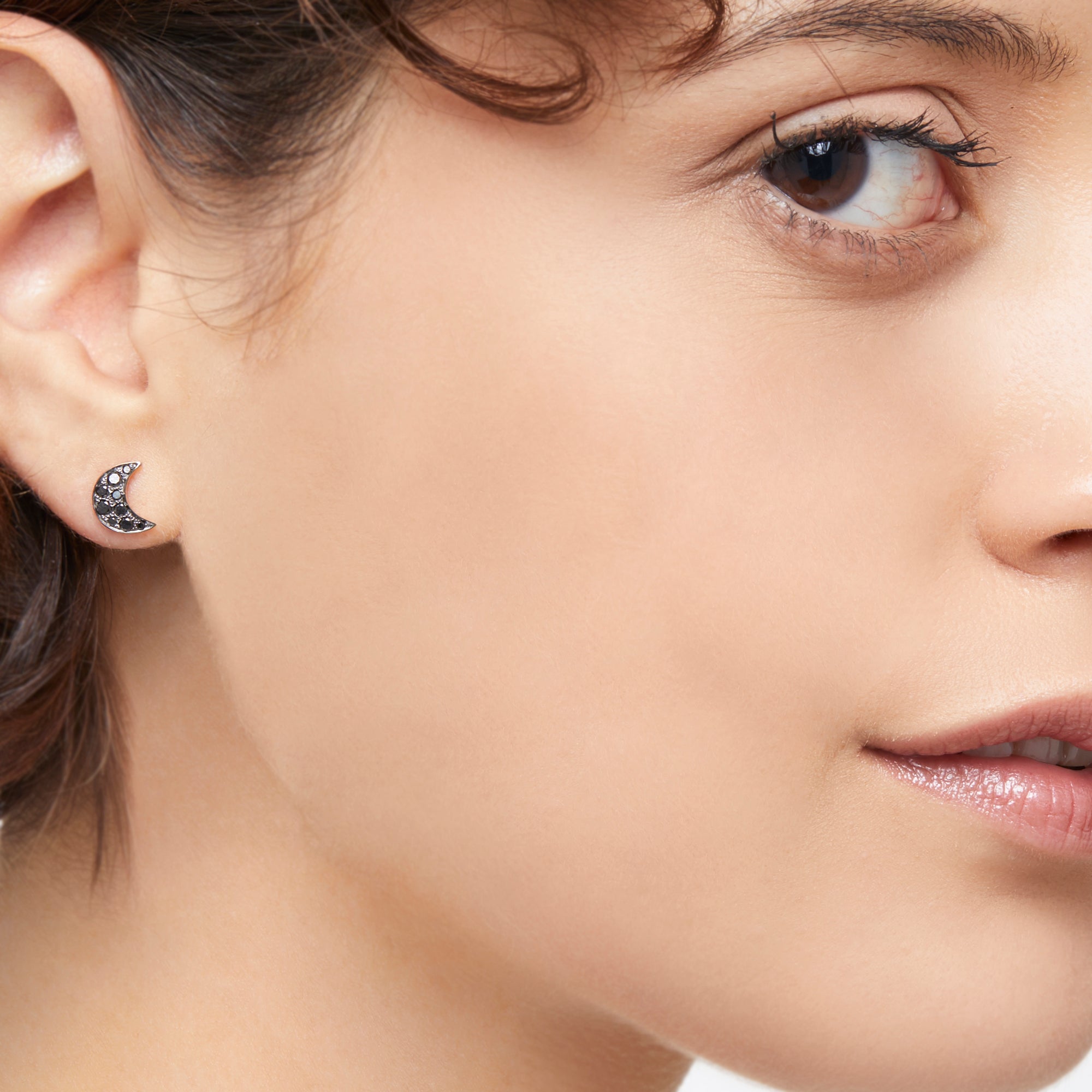 Mono boucle d'oreille Universe en or rose 9K et diamants - Or Rose