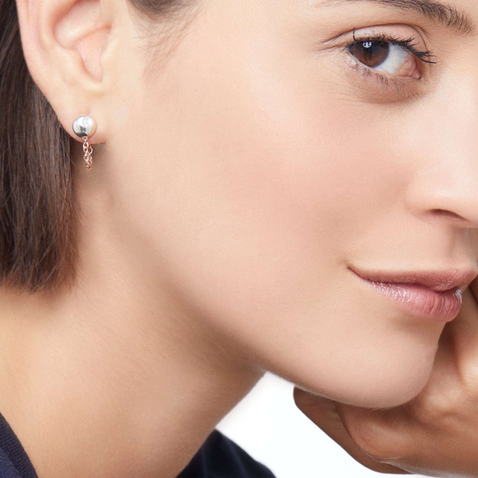 Mono boucle d'oreille Pepita en or rose 9K et argent - Or Rose & Argent